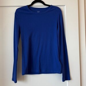 GAP Royal Blue Ribbed Crew Neck Long Sleeve Tee